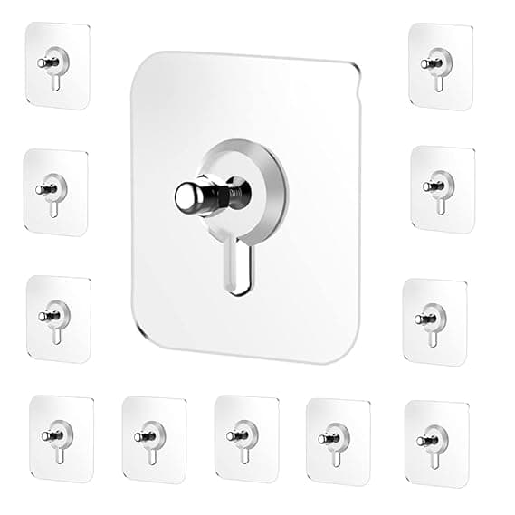 JIALTO Adhesive Hooks Heavy Duty Wall Hooks, Nail Hook for Hanging Coat, Hat,Towel Robe Hook Rack Wall Mount- Bathroom and Bedroom Hooks for Wall Without Drilling (Nail Hook Trasparent 10 Pack)